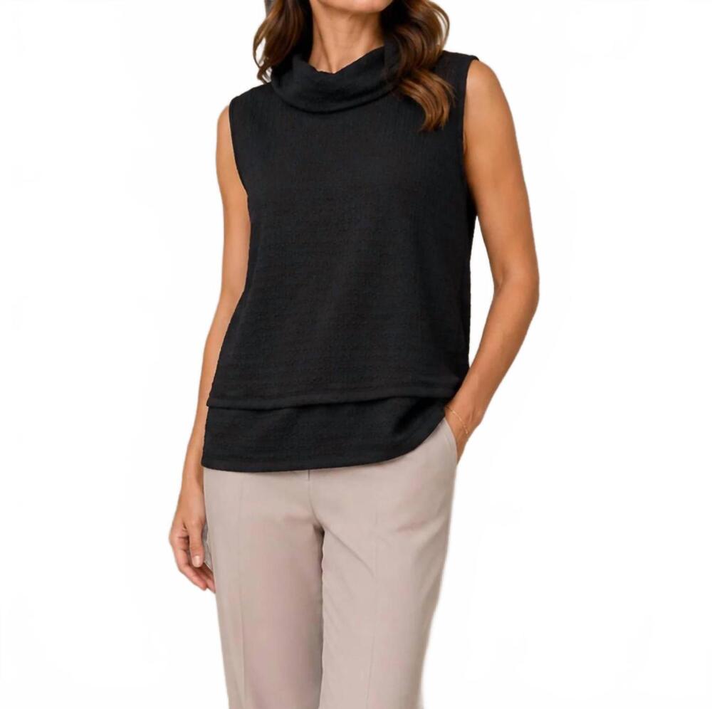 NEW PURE ESSENCE sleeveless tunic with cowl neck in navy